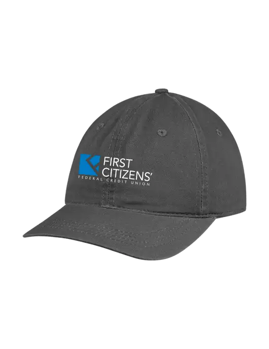 Garment Washed Unstructured Twill Charcoal Cap w/First Citizens' Logo