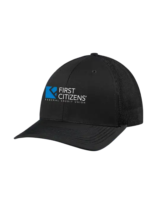 Richardson Adjustable Snapback Original 112 Trucker Cap Black w/Black Mesh w/First Citizens' Logo