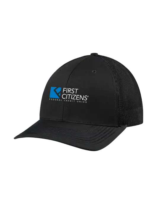 Richardson Adjustable Snapback Original 112 Trucker Cap Black w/Black Mesh w/First Citizens' Logo