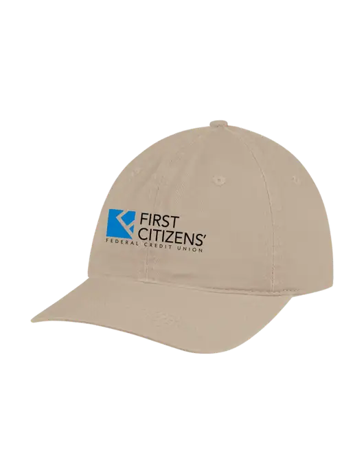 Garment Washed Unstructured Twill Tan Cap w/First Citizens' Logo