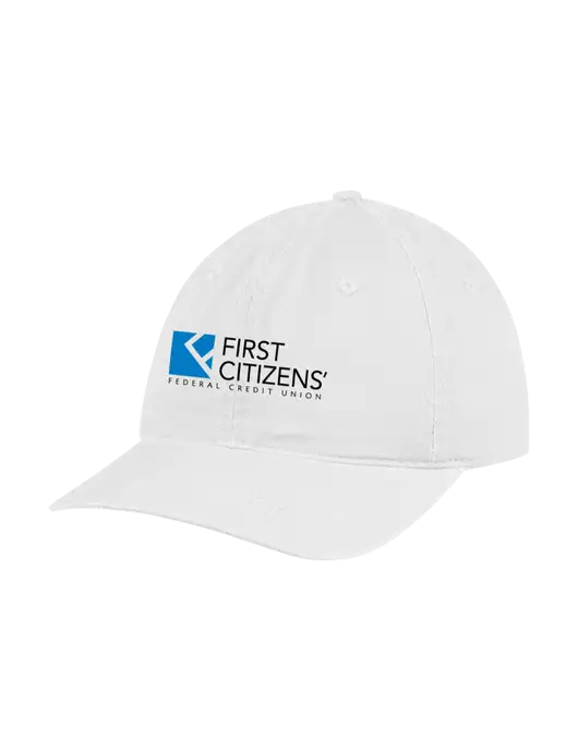 Garment Washed Unstructured Twill White Cap w/First Citizens' Logo