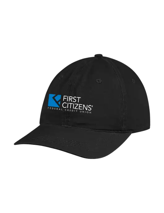 Garment Washed Unstructured Twill Black Cap w/First Citizens' Logo