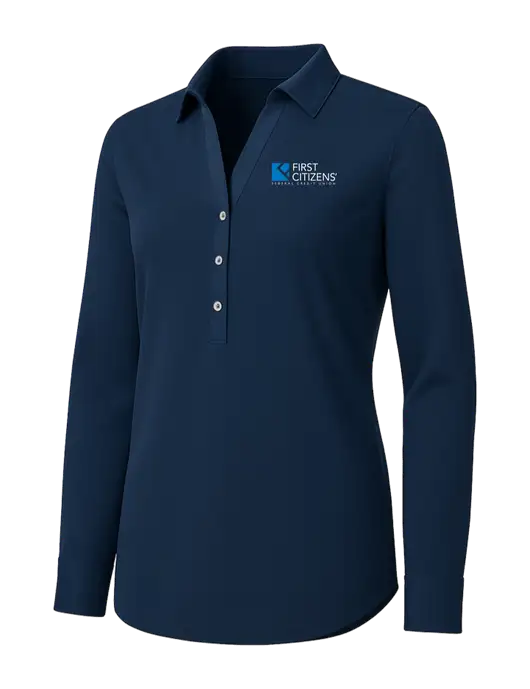 Womens Navy City Stretch Shirt w/First Citizens' Logo