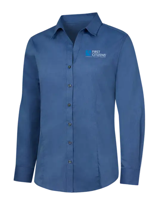 Light Navy Womens Crosshatch Easy Care Shirt w/First Citizens' Logo