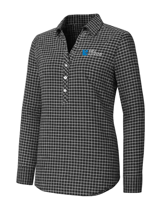 Womens Dark Grey/White City Stretch Shirt w/First Citizens' Logo