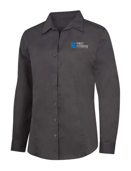 Womens Soft Black Crosshatch Easy Care Shirt w/First Citizens' Logo