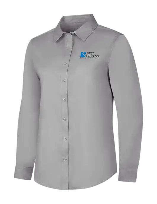 Light Grey Womens Long Sleeve Superpro React Twill Shirt w/First Citizens' Logo
