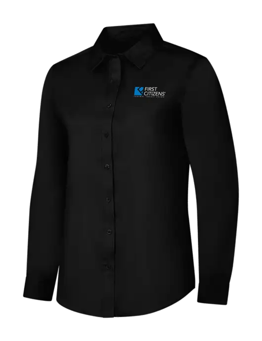 Womens Black Long Sleeve Superpro React Twill Shirt w/First Citizens' Logo