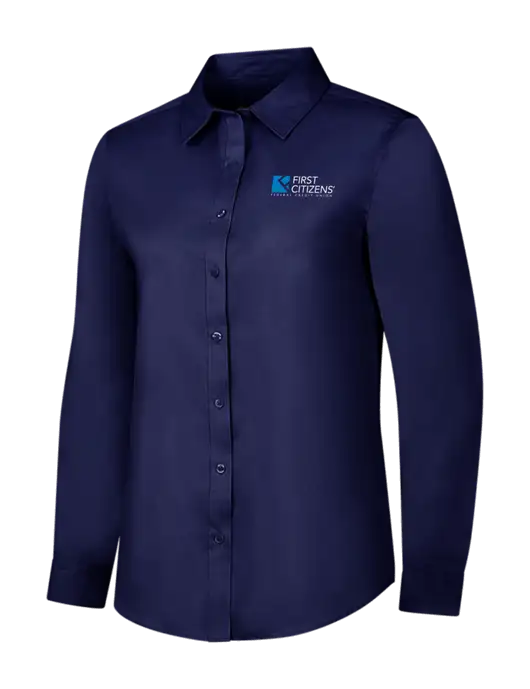 Navy Womens Long Sleeve Superpro React Twill Shirt w/First Citizens' Logo