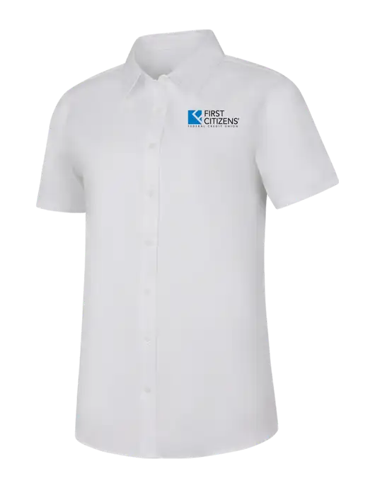 Womens White Short Sleeve Superpro React Twill Shirt w/First Citizens' Logo