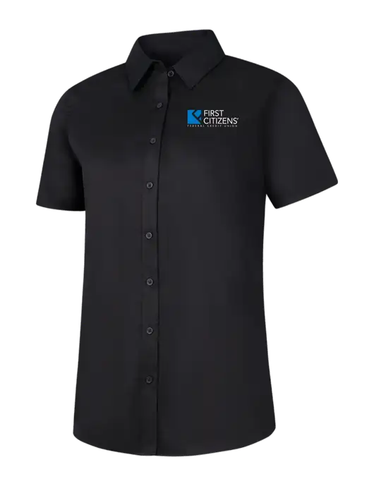 Womens Black Short Sleeve Superpro React Twill Shirt w/First Citizens' Logo