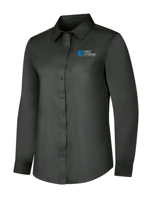 Dark Grey Womens Long Sleeve Superpro React Twill Shirt w/First Citizens' Logo