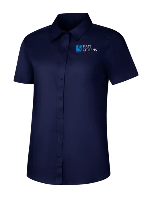 Womens Navy Short Sleeve Superpro React Twill Shirt w/First Citizens' Logo