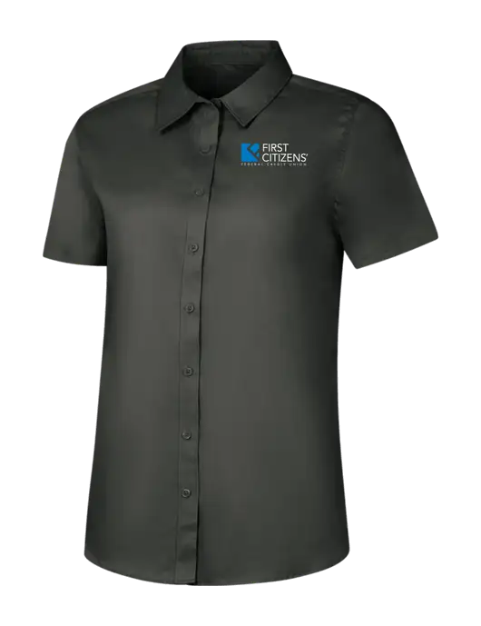 Womens Dark Grey Short Sleeve Superpro React Twill Shirt w/First Citizens' Logo