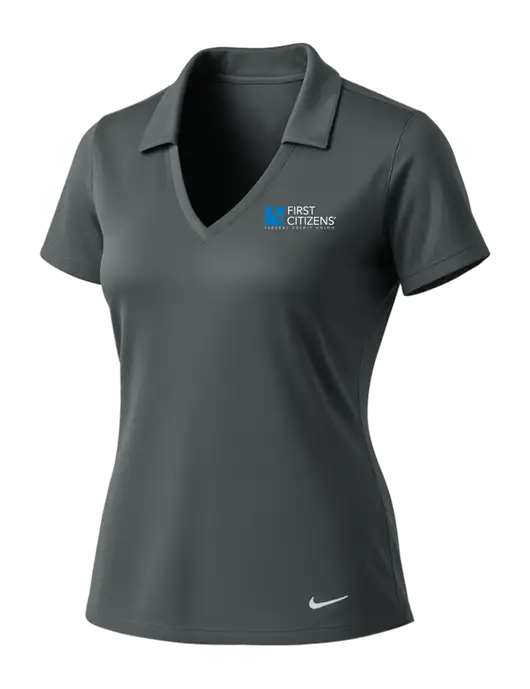 NIKE Dark Grey Womens Dri-Fit Vertical Mesh Polo w/First Citizens' Logo