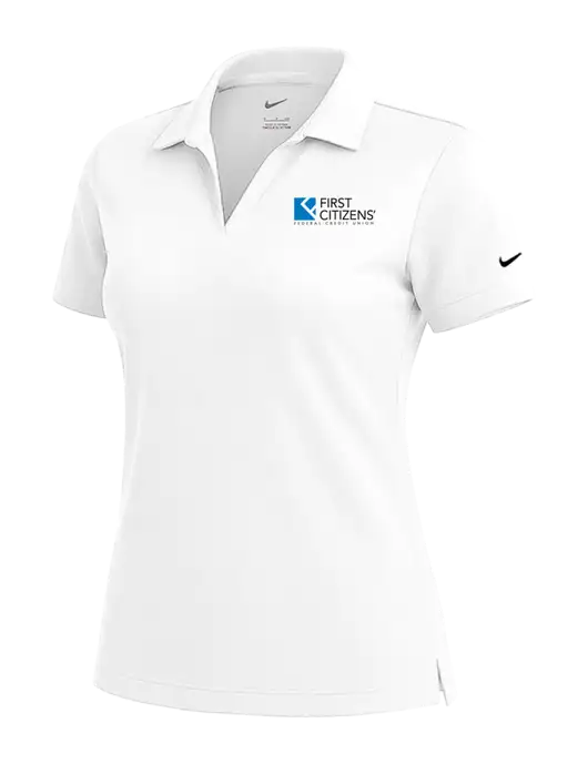 NIKE White Womens Dri-Fit Micro Pique Polo w/First Citizens' Logo