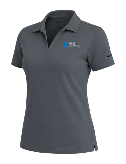 NIKE Dark Grey Womens Dri-Fit Micro Pique Polo w/First Citizens' Logo