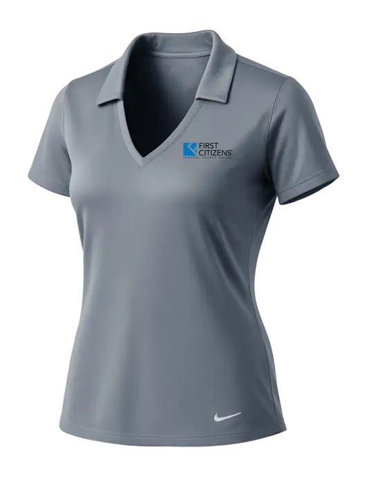 NIKE Medium Grey Womens Dri-Fit Vertical Mesh Polo w/First Citizens' Logo