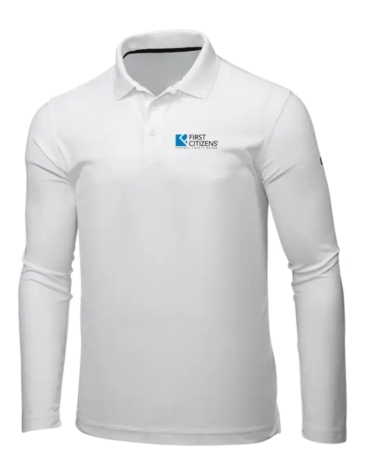 OGIO Bright White Caliber 2.0 Long Sleeve Polo w/First Citizens' Logo