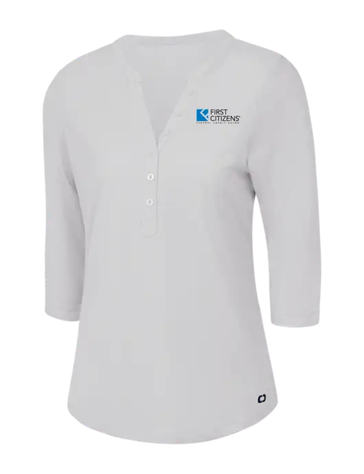 OGIO Bright White Jewel Henley w/First Citizens' Logo