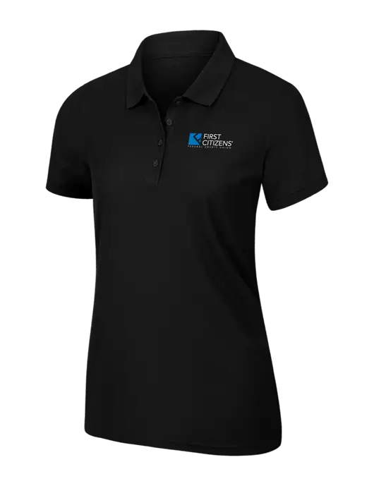 Womens Black Core Classic Pique Polo w/First Citizens' Logo