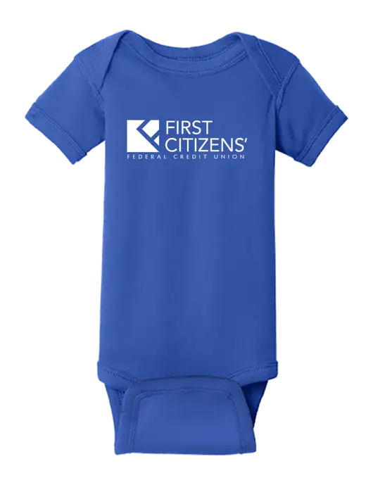 Rabbit Skins Royal Infant Short Sleeve Baby Rib Bodysuit w/First Citizens' Logo