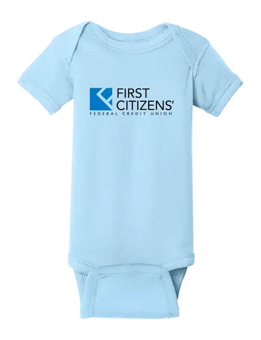 Rabbit Skins Light Blue Infant Short Sleeve Baby Rib Bodysuit w/First Citizens' Logo