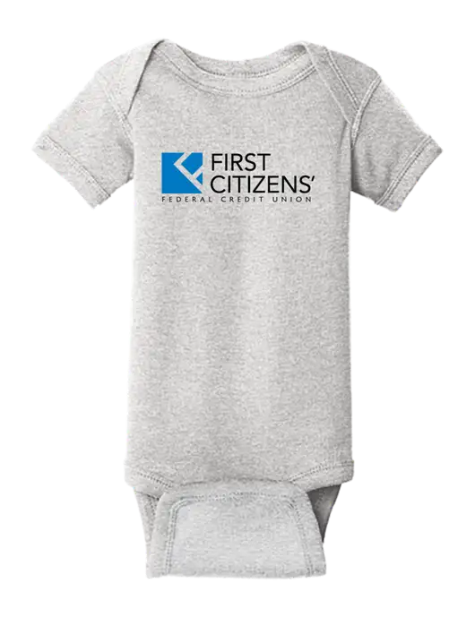 Rabbit Skins Light Grey Heather Infant Short Sleeve Baby Rib Bodysuit w/First Citizens' Logo