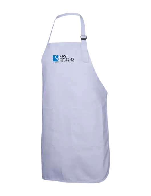 Full-Length White Apron With Pockets w/First Citizens' Logo