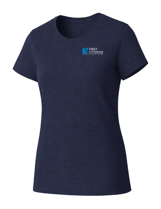 Womens Seriously Soft Heathered Navy T-Shirt w/First Citizens' Logo
