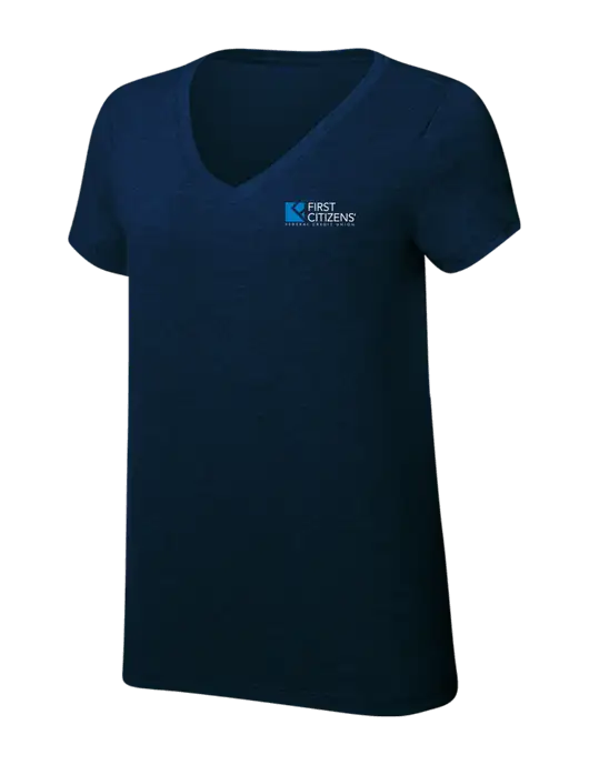 Womens Simply Soft V-Neck New Navy 4.5oz  Poly/Combed Ring Spun Cotton T-Shirt w/First Citizens' Logo