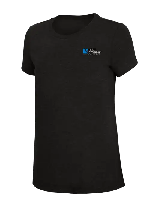 Womens Simply Soft Black 4.5oz Poly/Combed Ring Spun Cotton T-Shirt w/First Citizens' Logo