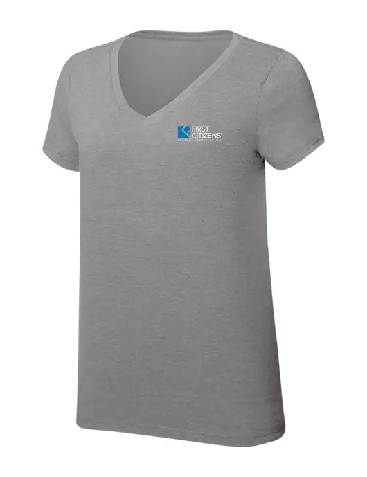 Womens Simply Soft V-Neck Grey Frost 4.5oz  Poly/Combed Ring Spun Cotton T-Shirt w/First Citizens' Logo