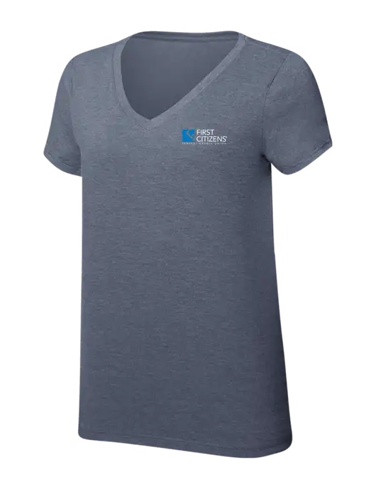 Womens Simply Soft V-Neck Navy Frost 4.5oz  Poly/Combed Ring Spun Cotton T-Shirt w/First Citizens' Logo