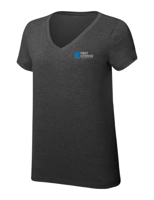 Womens Simply Soft V-Neck Black Frost 4.5oz  Poly/Combed Ring Spun Cotton T-Shirt w/First Citizens' Logo