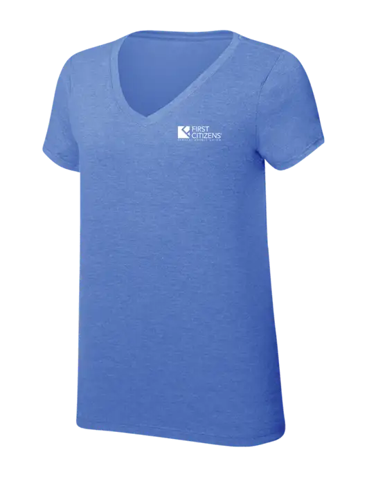 Womens Simply Soft V-Neck Royal Frost 4.5oz  Poly/Combed Ring Spun Cotton T-Shirt w/First Citizens' Logo