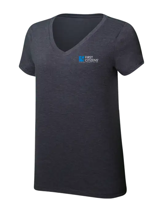 Womens Simply Soft V-Neck Heather Charcoal 4.5oz  Poly/Combed Ring Spun Cotton T-Shirt w/First Citizens' Logo