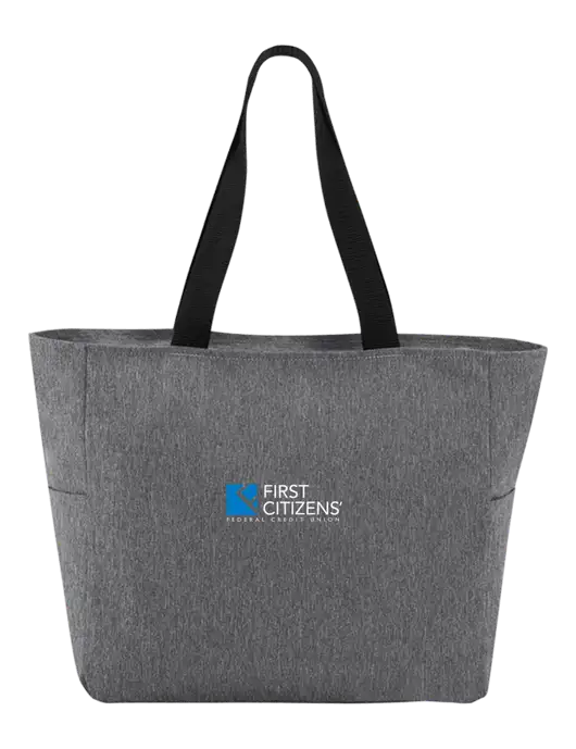 Everyday Heather Grey Zip Tote  w/First Citizens' Logo