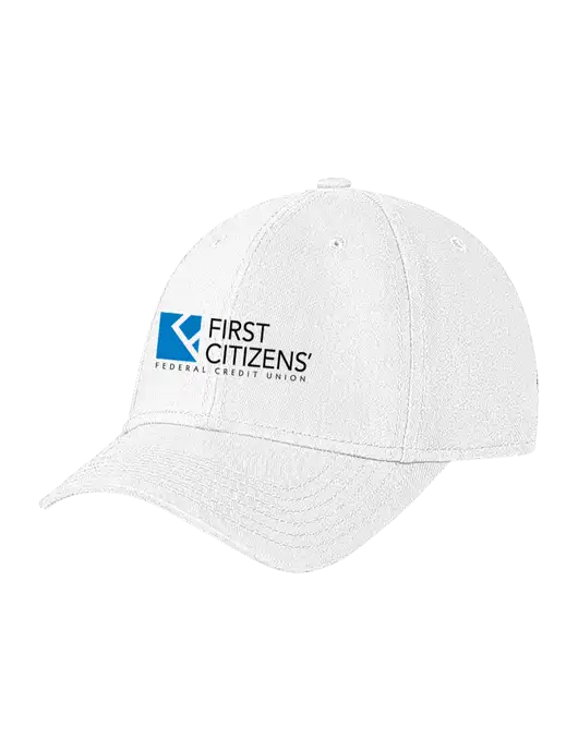 White Structured Soft Snap Closure Hook & Loop Cap w/First Citizens' Logo