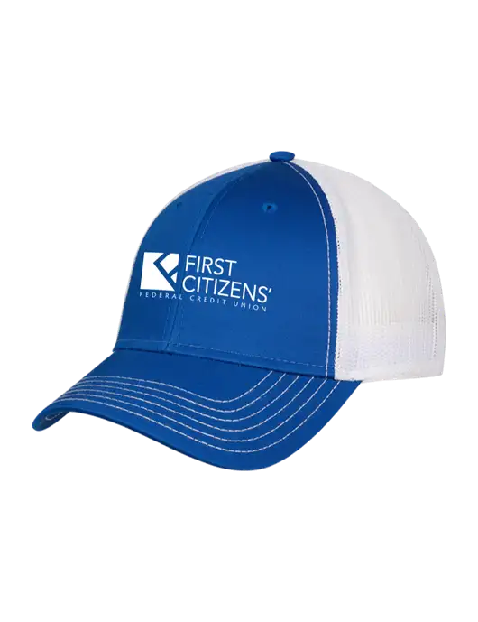 Royal/White Mesh Trucker Cap Snap Back w/First Citizens' Logo