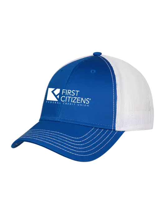 Royal & White Mesh Trucker Cap Snap Back w/First Citizens' Logo
