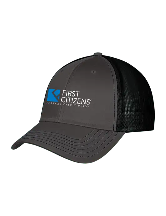 Charcoal & Black Mesh Trucker Cap Snap Back w/First Citizens' Logo
