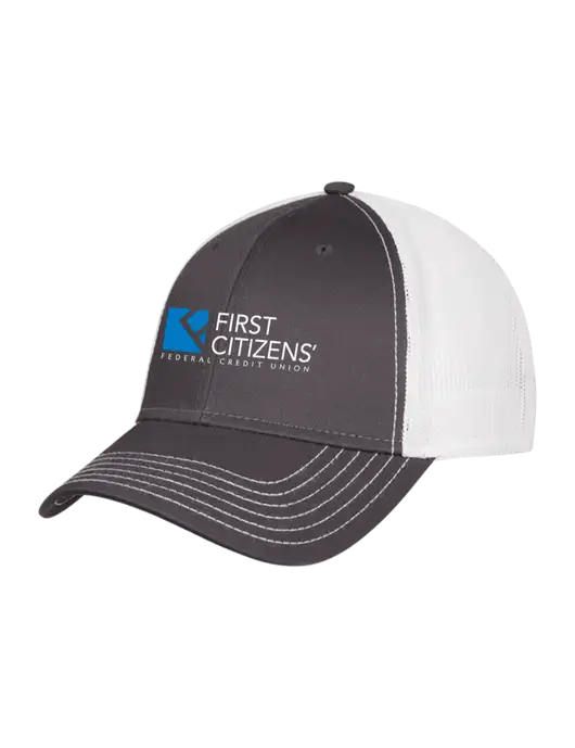 Dark Grey/White Mesh Trucker Cap Snap Back w/First Citizens' Logo