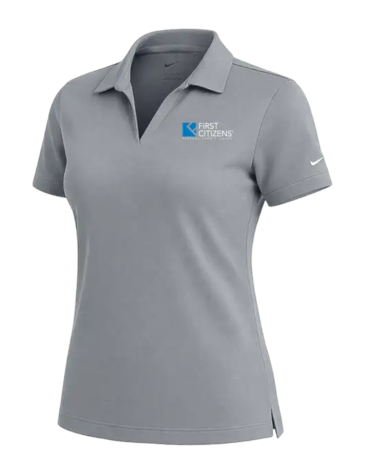 NIKE Medium Grey Womens Dri-Fit Micro Pique Polo w/First Citizens' Logo