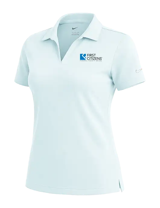 NIKE Very Light Blue Womens Dri-Fit Micro Pique Polo w/First Citizens' Logo