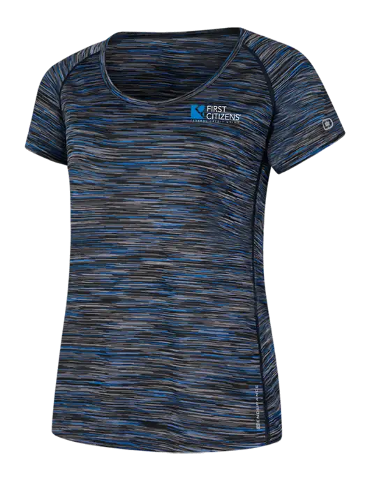 OGIO Womens Black/Royal Space Dye Verge Scoop Neck w/First Citizens' Logo