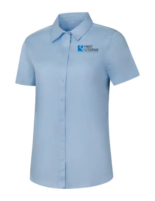 Womens Light Blue Short Sleeve Superpro React Twill Shirt w/First Citizens' Logo