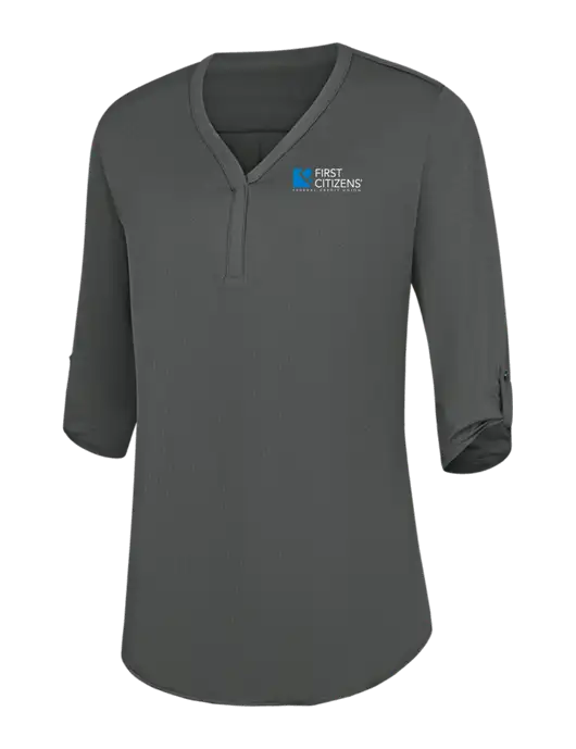 Womens Dark Grey City Stretch 3/4-Sleeve Tunic w/First Citizens' Logo
