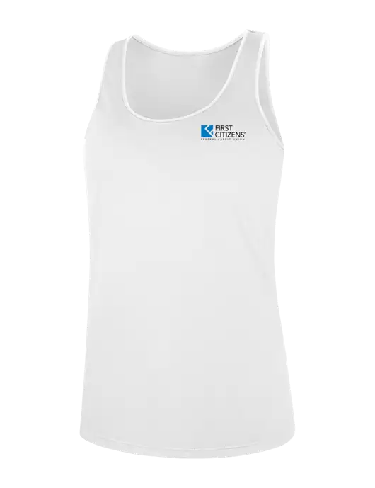 Womens White Perfect Tri Racerback Tank w/First Citizens' Logo