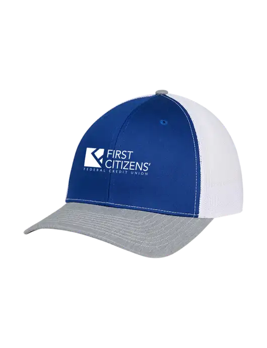 Richardson Adjustable Snapback Original 112 Trucker Cap Royal/HeatherGrey/White Mesh w/First Citizens' Logo